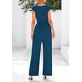 thumbnail image 3 of PRETTYGARDEN Summer Jumpsuits for Women Dressy Ribbed Cap Sleeve Wide Leg Pants Rompers Elegant Casual One Piece Outfits, 3 of 9