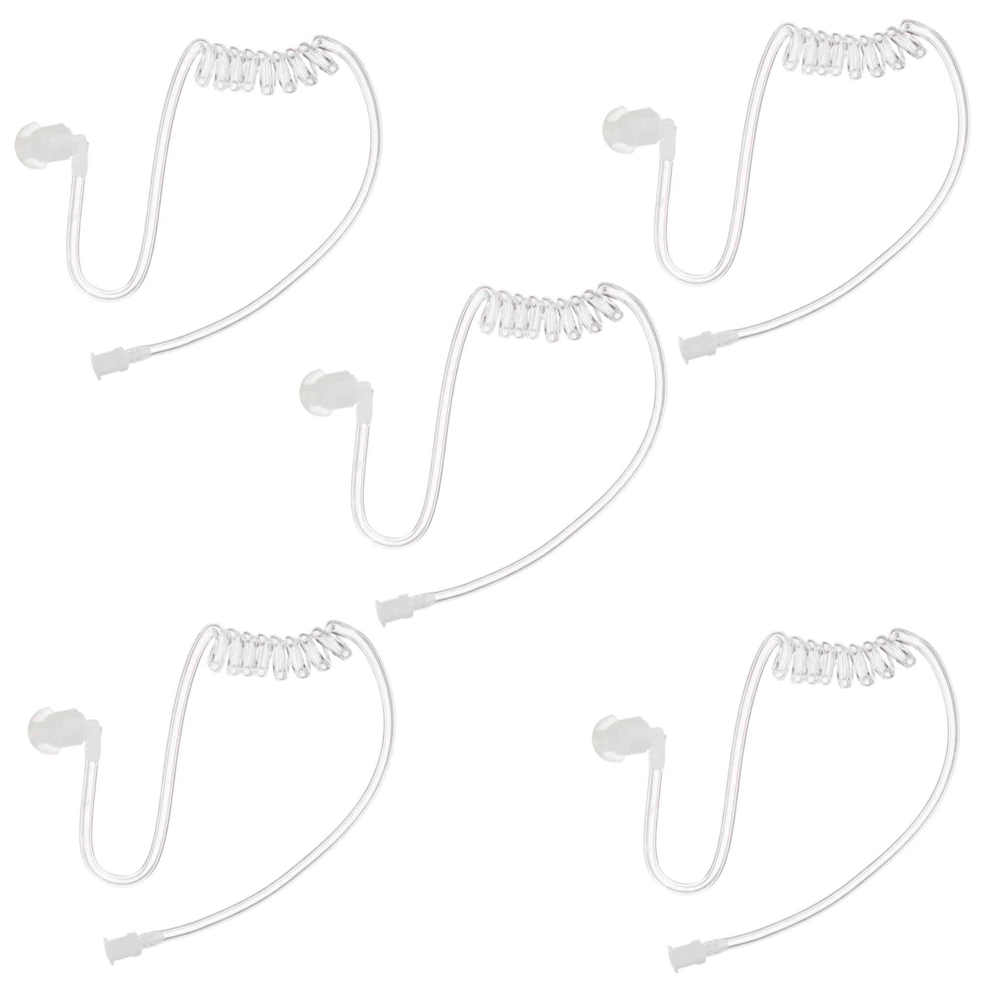 MaximalPower Replacement Clear Acoustic Coil Tube for Motorola Kenwood Walkie Talkie Radio Earpieces and Two Way Radios Headset (5 Pack)