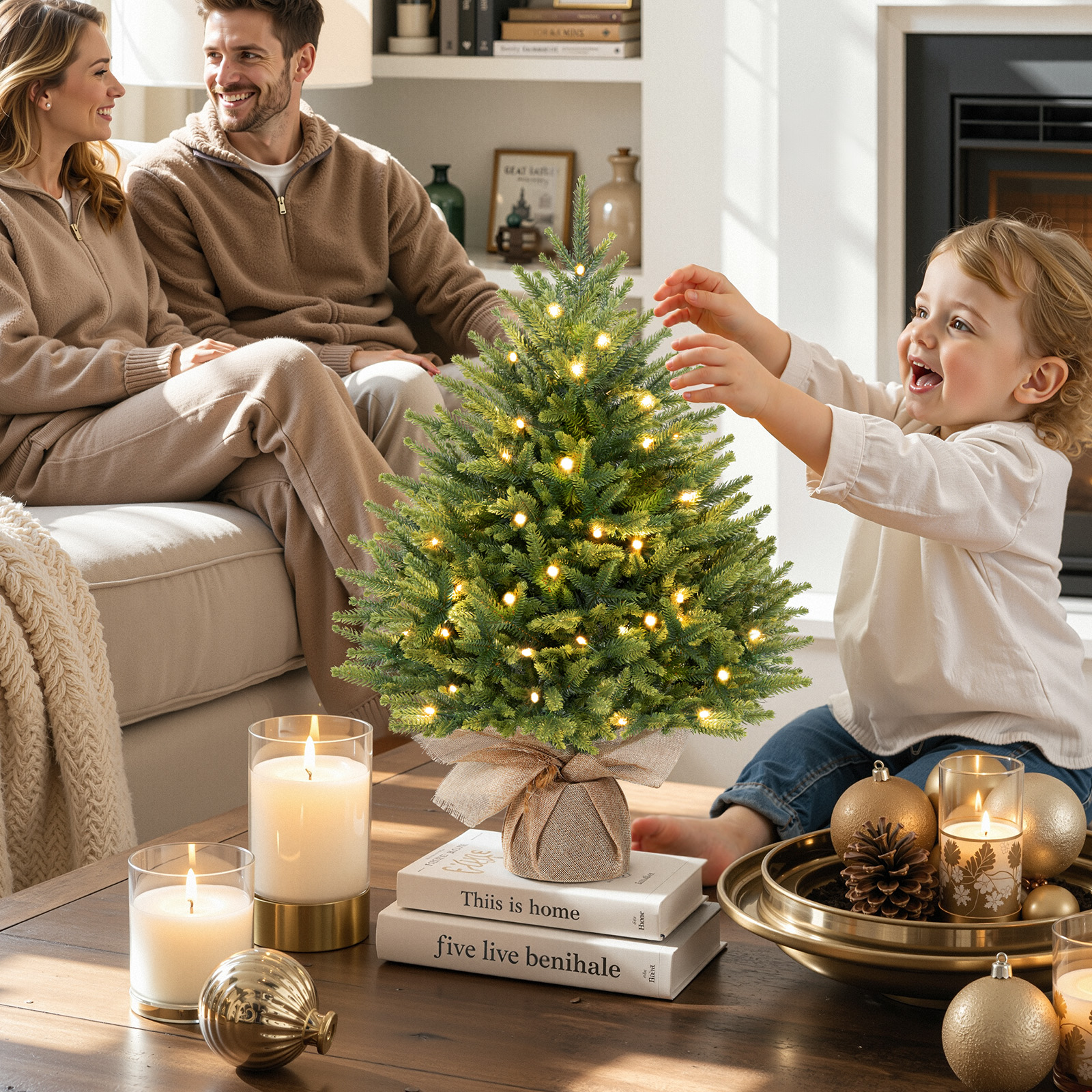 Lolsea 2ft Pre-Lit Artificial Mini Christmas Tree with LED Lights photo 8