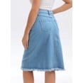 thumbnail image 4 of DARING DIVA Women's Denim Raw Hem Button Down Pencil Skirts X-Large Light Blue, 4 of 7