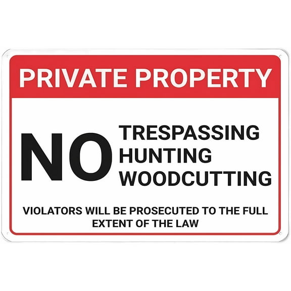 Warning Private Property No Trespassing Hunting Woodcutting Prosecution Sign - 8"x12" Rust-Proof Retro Tin Decor, Pools Outdoor Art Use