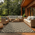 thumbnail image 5 of LUOVEN Outdoor Waterproof Rug Reversible 5x8 Plastic Straw Rug for Patio, RV, Camping, Deck, Backyard, Porch, Balcony, Black & Beige, 5 of 8