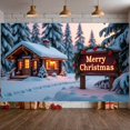 thumbnail image 3 of Red Curtain Christmas Banner Green Lettering Merry Christmas Banner Christmas Tree Decor String Lights Xmas Banner for Christmas Party Family Gathering Indoor Decor, 3 of 9