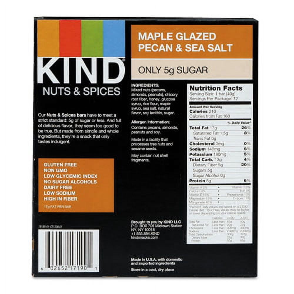 Nuts And Spices Bar, Maple Glazed Pecan And Sea Salt, 1.4 Oz Bar, 12/box | Bundle of 10 Boxes