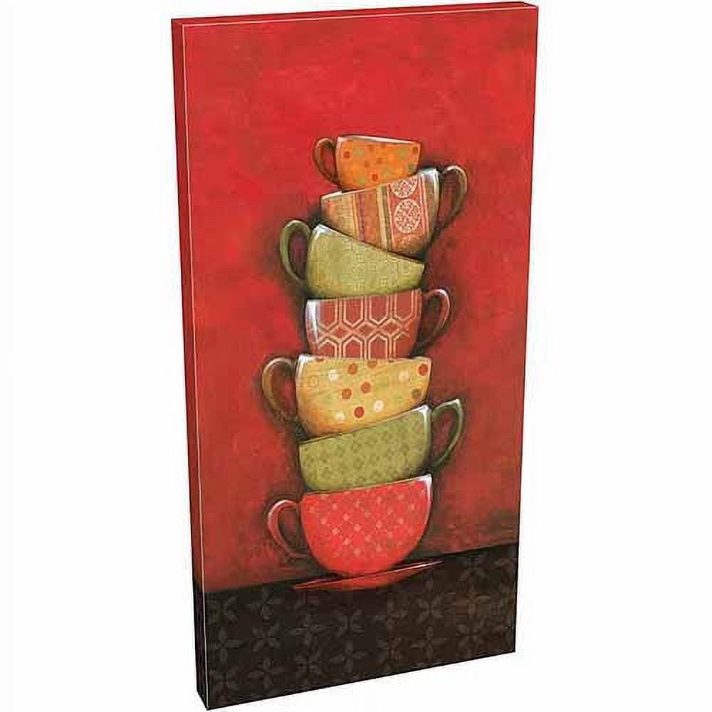 Stack of Kitchen Coffee Cup Patterned Mugs Polka Dots Painting Red & Black Canvas Art by Pied Piper Creative