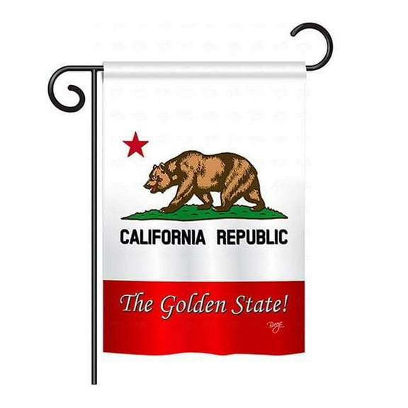 Breeze Decor BD-SS-GS-108177-IP-BO-D-US13-BD 13 x 18.5 in. the Golden State Americana States Impressions Decorative Vertical Double Sided Garden Flag Set with Banner Pole