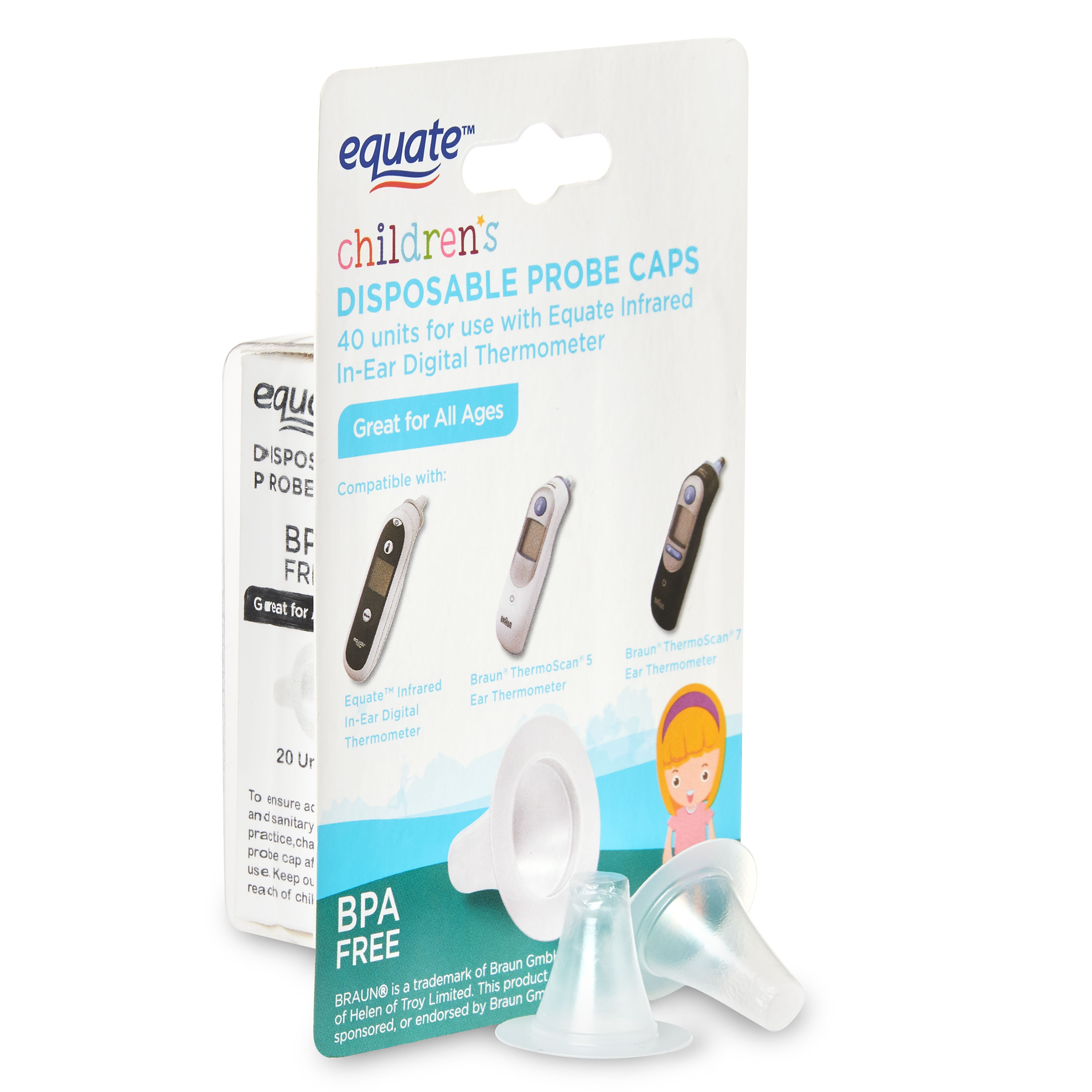 Equate Children's Disposable Probe Caps for In-Ear Thermometers, 40 Count