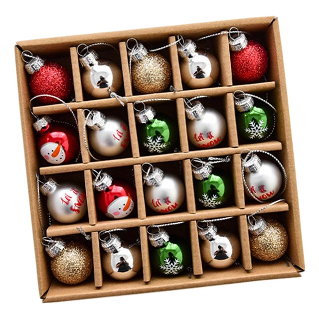 Juego surtido de 20 bolas navideñas colgantes de cristal resistente muñeco de nieve de colores