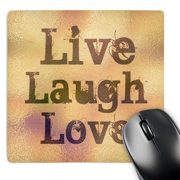 3dRose, Stained Glass Peach Live, Laugh, Love- Inspirational Words- Motivational, MousePad