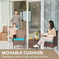 thumbnail image 3 of WLXIANG Patio Porch Furniture Sets 3 Pieces PE Rattan Wicker Chairs with Table Outdoor Garden Furniture Sets (Brown/Blue), 3 of 9