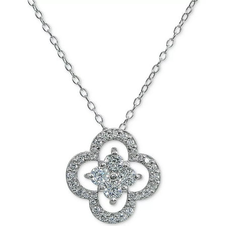 GIANI BERNINI Cubic Zirconia Flower 18" Pendant Necklace in Sterling Silver