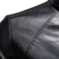 thumbnail image 4 of Maoxin Mens Jacket Men's Fashion Casual Leather Long Jacket Sleeve Lapel Pocket Zipper Fitted Top Coat Black L, 4 of 8