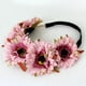 thumbnail image 4 of Diadema con guirnalda de flores de margaritas bohemias para la frente Rosado, 4 of 7
