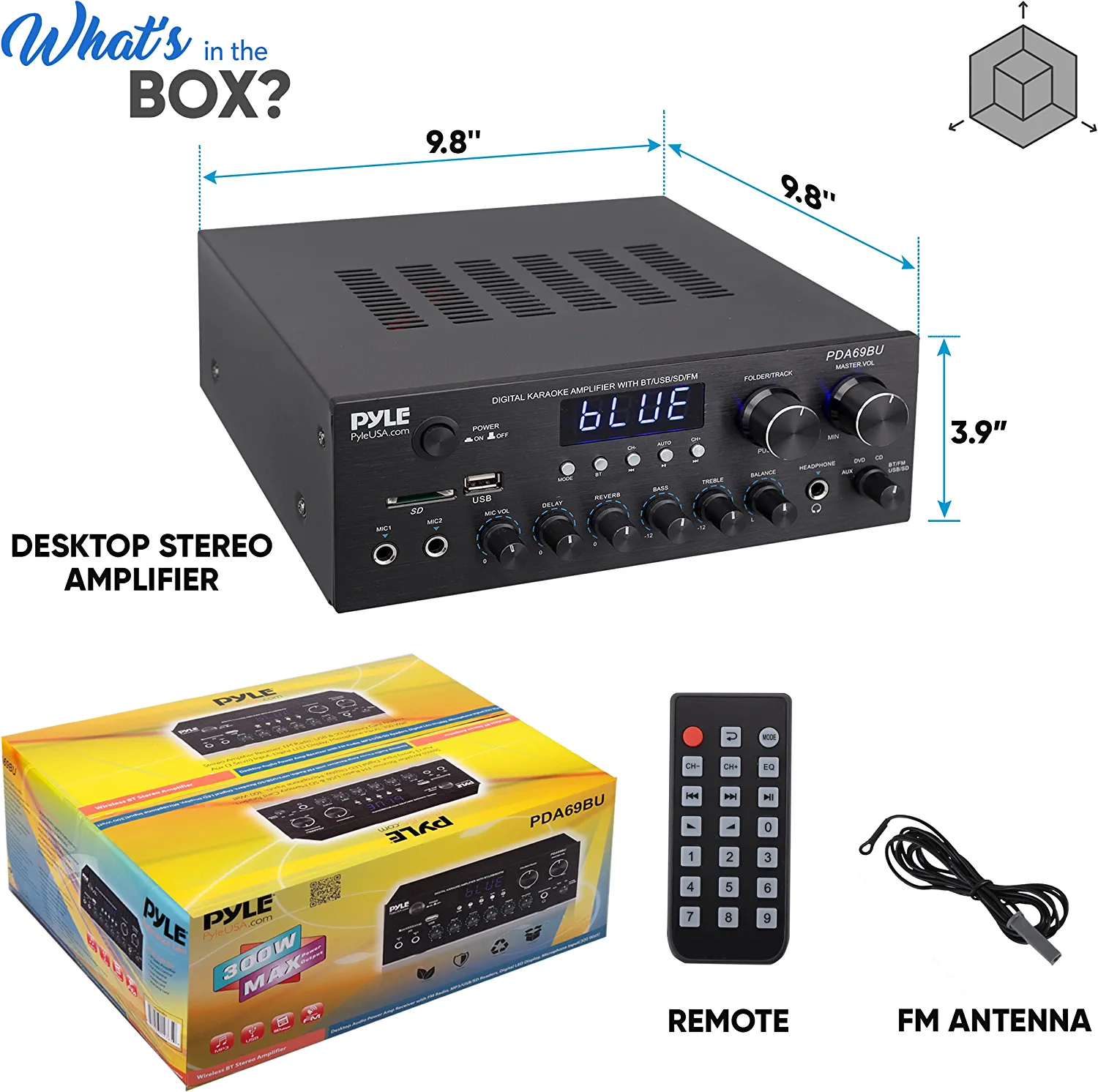 Pyle Bluetooth Home Audio Amplifier Dual Channel Sound Audio System, Compatible with All of Your Favorite Bluetooth Devices (iPhone, Androids, Smartphones, iPad, Tablets, etc.)