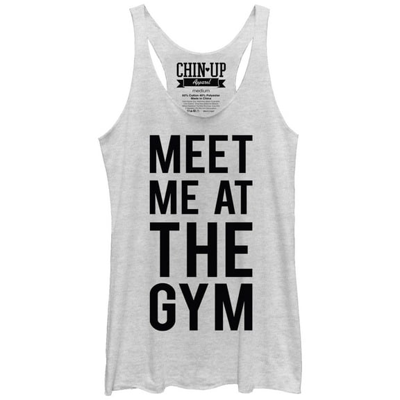 Women's CHIN UP Meet Me at the Gym Racerback Tank Top White Heather Small