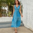 thumbnail image 3 of Light Blue Bandana Dress Fashion Boho Beach Long Dresses Female Party Printed Maxi Dress, 3 of 9