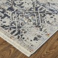 thumbnail image 5 of 5' X 8' Ivory Gray And Taupe Abstract Power Loom Distressed Area Rug With Fringe, 5 of 7
