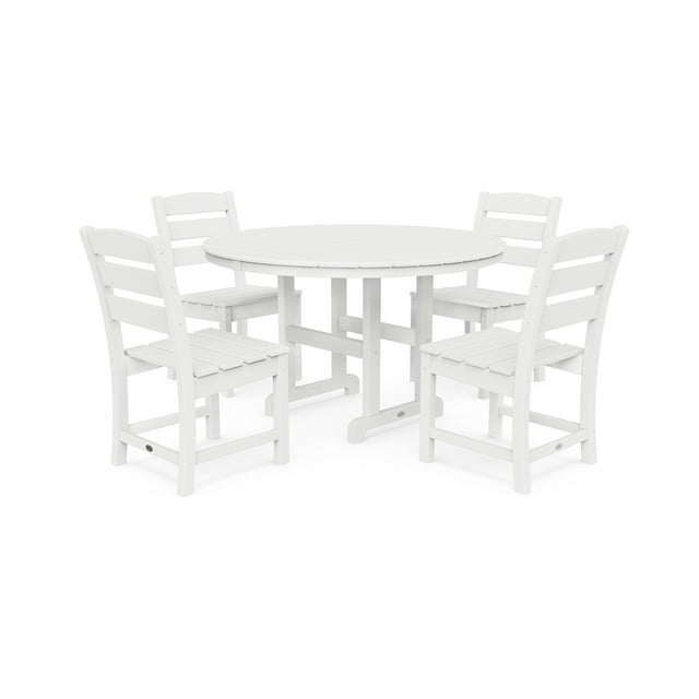 POLYWOOD Lakeside 5-Piece Round Side Chair Dining Set in White