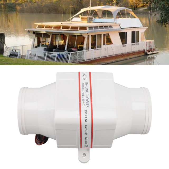 Soplador Eléctrico en Línea de 12V, Carcasa de ABS, Ventilador de Ventilació de Cabina para Barco Marino, Sentina