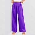 thumbnail image 5 of Women's Wrinkle-Free Pleated High Waisted Business Casual Wide Leg Dress Pants 2026 Purple L, 5 of 5