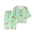 thumbnail image 2 of Spazoro Toddler Girls Pajamas Shirts and Pants, Short Sleeve Crew Neck Casual Home Wear Comfortable Cute Print Outfit Sets for Child Girls Boys Green Size 2 T, 2 of 3