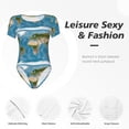 thumbnail image 4 of KLL Women 's Crew Neck Bodysuit Jumpsuits Earth View World Map Print Short onesies Stretch T Shirts, 4 of 7