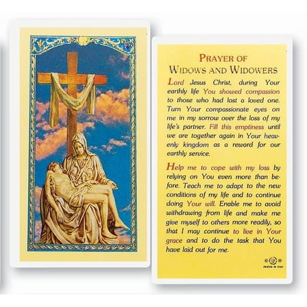 Widows and Widowers Laminated Catholic Prayer Holy Card with Prayer on Back, Pack of 25