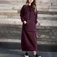 thumbnail image 6 of BiZtdJrK Womens Hooded Maxi Dresses Drawstring Long Sleeve Hoodie Pullover Loose Causal Sweatshirt Dress with Kangaroo Pocket Wine M, 6 of 10