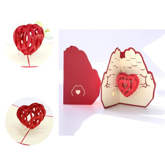 Creative Visual Effect Greeting Card Paper Elegant Heart Shape Holiday Card for Valentine's Day