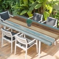 thumbnail image 2 of Blue Brown Table Cloths for 8 Foot Rectangle Tables, Farmhouse Rustic Wooden Plank Board Patio Waterproof Elastic Fitted Tablecloths, Washable Rectangular Table Cover for Camping, 2 of 8