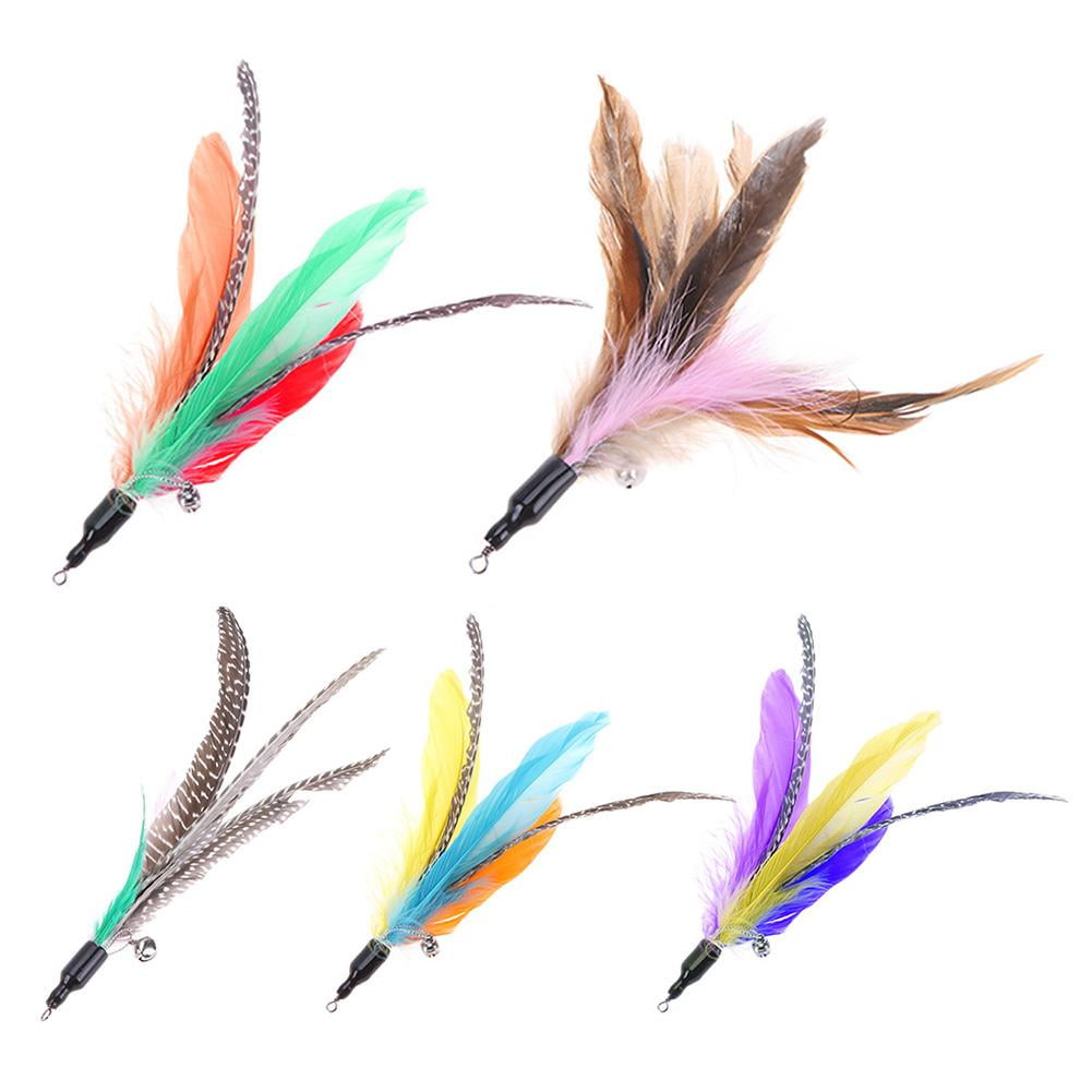 Yegsfteu 5pcs/lot Colorful Cat Toys Feather Replacement for Interactive