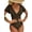 brown, variant on One Piece Swimsuits for Women Trumpet Sleeve V Neck Ruched Monokini Bathing Suits