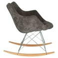 thumbnail image 3 of Modern Upholstered Rocking Chair – Small Accent Chair for Nursery, Kids, or Living Room | Cedar Brown Glider with Curved Back & Wood Rocker Legs, 3 of 8
