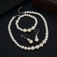 thumbnail image 3 of Shenmeida 3Pcs/set Elegant Faux Pearl Necklace Hook Earrings Bracelet Jewelry Set Simulated Pearl for Women Gift, 3 of 7