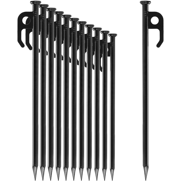 12x estacas de acero para tienda de campaña - estacas largas y fuertes para acampar y al aire libre - estacas para acampar (30 cm)