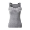 thumbnail image 4 of YWMJI Lace Camisole for Women Slim Fit V Neck Double Lined Wide Strap Crop Tank Tops Soft Ribbed Sleeveless Going Out Flattering Layering Cami Lightweight Lace Trim Basic Undershirt Grey Xxl, 4 of 4