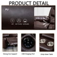 thumbnail image 5 of 3-Piece Faux Leather Reclining Sofa Set Drop Down Table USB Charging Brown, 5 of 7