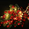 thumbnail image 4 of Guirlande de Noël Pré-Éclairée avec Ruban Nœud Baies Rouges pour Décoration de Porte avant Fenêtre Escalier Extérieur, 4 of 10