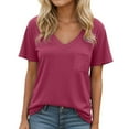 thumbnail image 2 of T Shirts for Women Summer Casual Relaxed Fit Short Sleeve V Neck Basic Plain Tshirts Work Shirt Womens Tees, 2 of 6