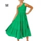 thumbnail image 4 of vestido largo Sonducket mujer estético Sin mangas plisado un hombro Verde claro M, 4 of 6