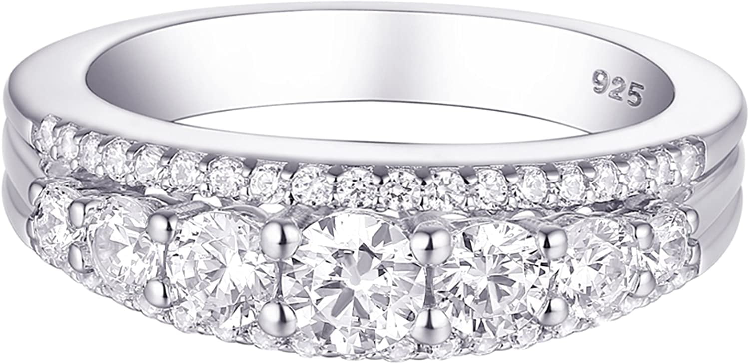 Women's Princess Cut AAA CZ Eternity Anniversary Wedding Ring Band Size 5-12 