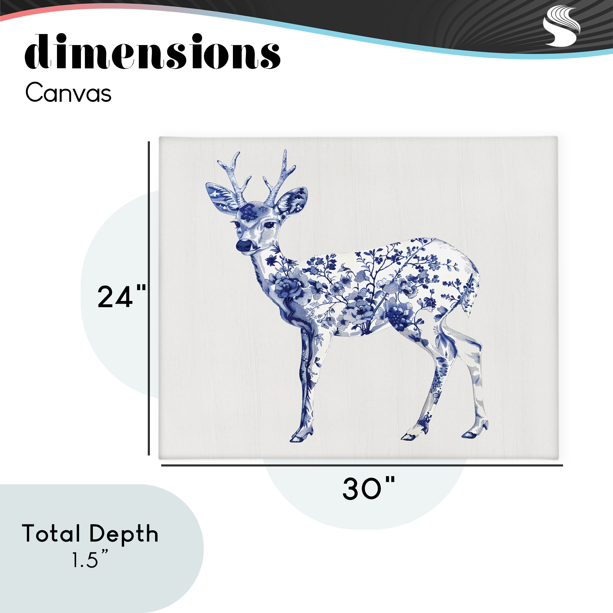 Graceful Toile Deer Canvas Wall Art, design by Lettered and Lined