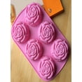 thumbnail image 3 of Pink 6-Connected Rose Silicone Mold – 3D Flower Fondant Cake Decorating Kit for Chocolate, Soap & Baking, Non-Stick & Heat Resistant, 3 of 6