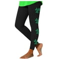 thumbnail image 3 of DDAPJ pyju Green Leggings for Women Irish Shamrock Printed Holiday Tights High Waisted Yoga Bottoms Casual Milk Silk Legging Buttery Soft Casual Skinny Pants Sales Today Clearance Black S, 3 of 4