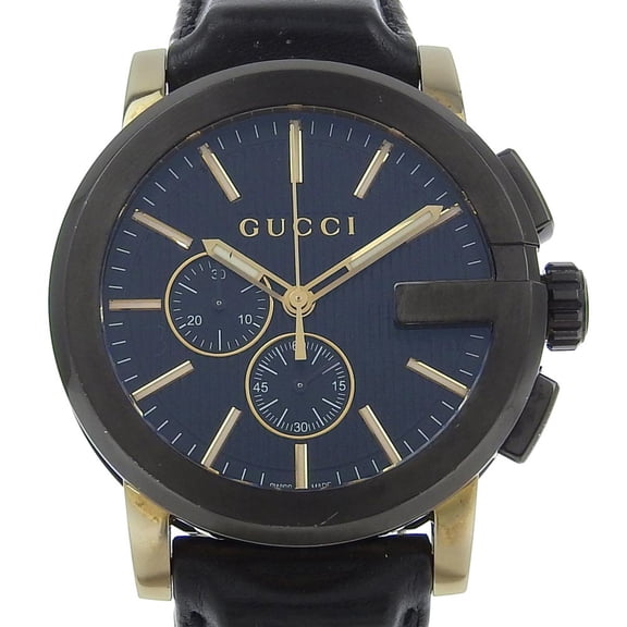 Pre-Owned Gucci G Chrono 101.2 Stainless Steel and Embossed Leather Quartz... (Good)