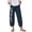 Blue, variant on HOWPAY Womens Linen Pants Floral Print Loose Fit Wide Leg Elastic Waist Palazzo Trousers with Pockets Casual Summer Comfy Soft Baggy Pant Black L