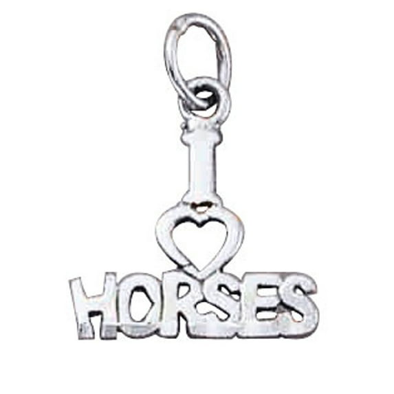 Sterling Silver 30" 1mm Box Chain I Love Horses Pendant Necklace