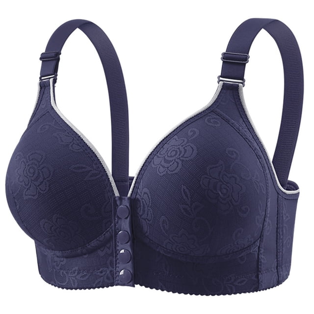 Women's Solid Color Lace Pattern Front Buckle Non Underwire Tank Top Bra Women Bras plus Size Front Hook High Support Sports Bra Athletic Women Sports Bras for Large Busted Women Woman Bra