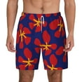 thumbnail image 3 of Uemuo Red Floral Pattern Mens Swim Trunks Quick Dry Board Shorts with Mesh Lining, Stretch Beach Shorts Quick Dry No-Chafing Board Shorts-XX-Large, 3 of 9