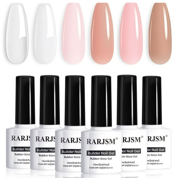Set de esmaltes de uñas en gel RARJSM Nude Rubber Base, 6 colores, 7,5 ml